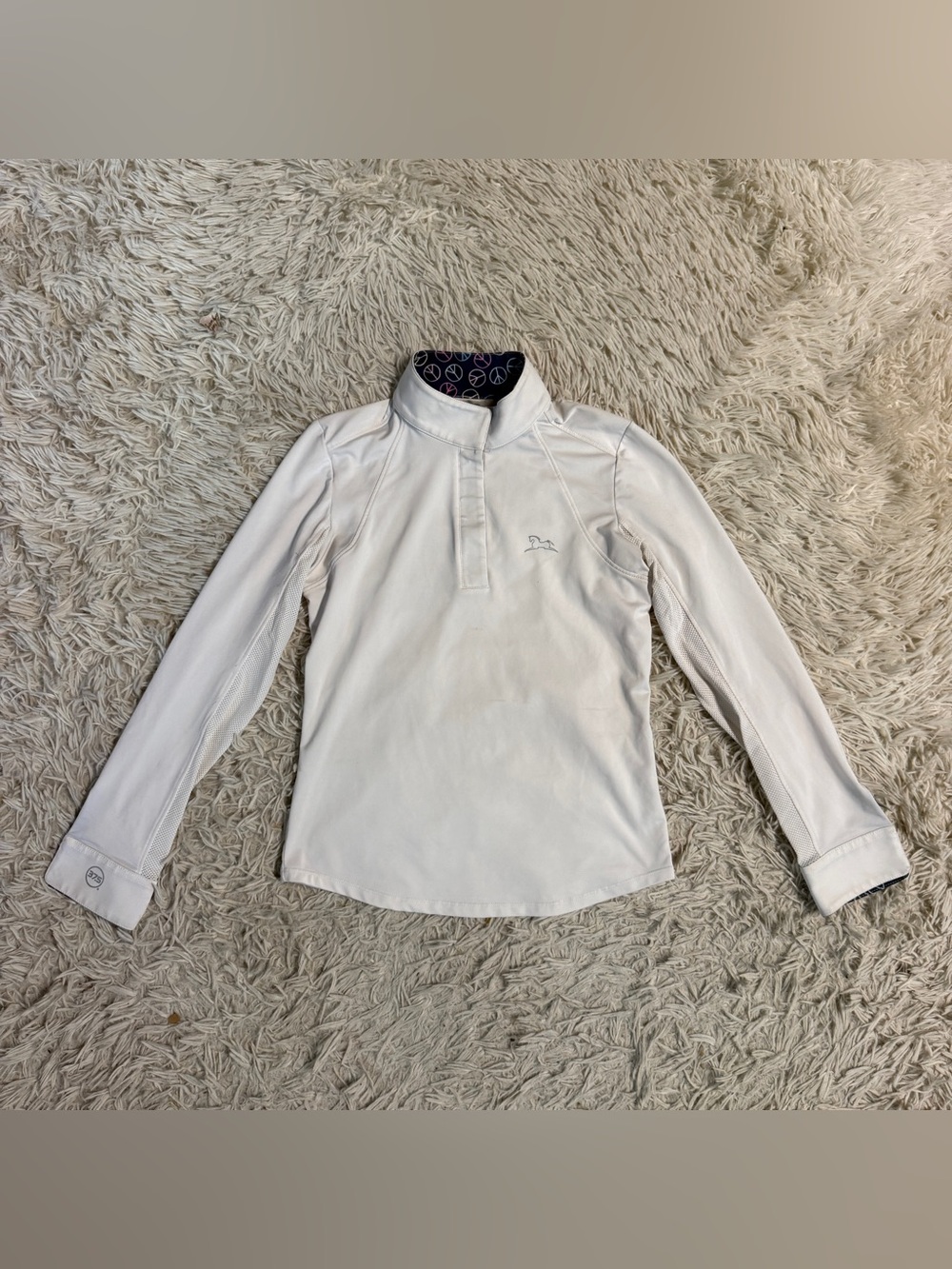 Child’s Medium White RJ Classics Long Sleeve Horseback Riding Show Shirt